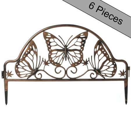 INVERNACULO 11.5 x 19.5 x 0.10 in. Butterfly Design Plastic Fence Edging Landscape Border, Bronze, 6PK IN3718824